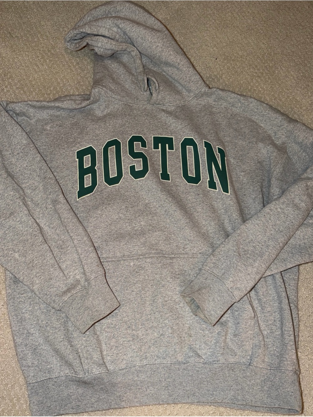 Gray Boston Hooded Sweatshirt - Classic Collegiate Pullover